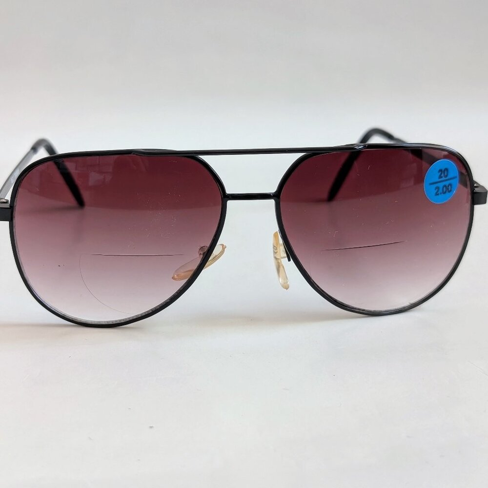 (NWT) Vintage 90's Aviator Metal Bi-Focal Reading Sunglasses (S. Black)
